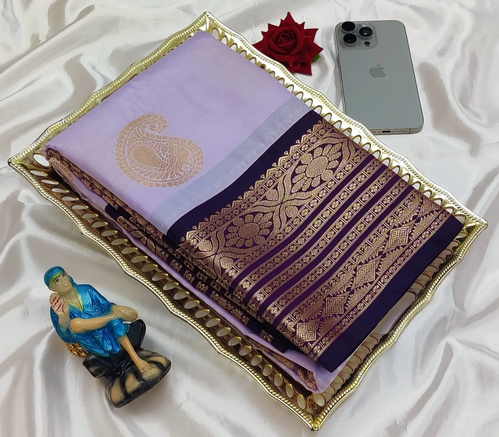 Paisley Butta Rich Pallu Korvai Soft Silk Saree